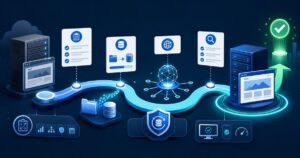 Webサイト移行の計画から確認までの手順を表すイメージ